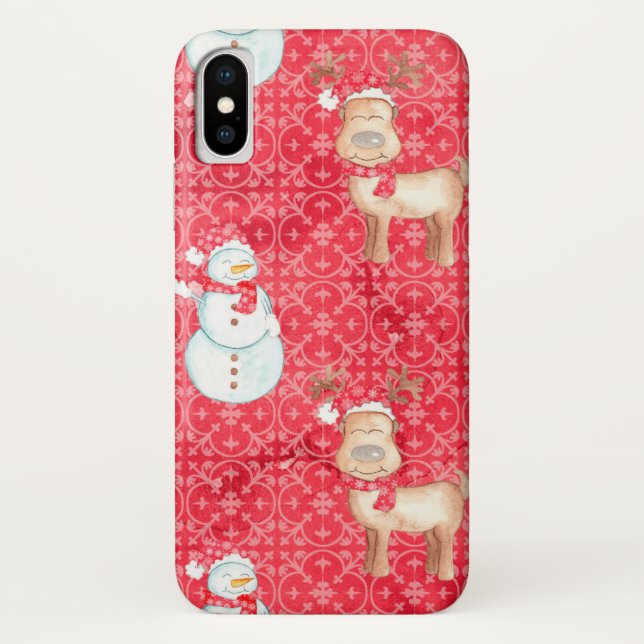 Fun Snowman et Reindeer coque iphone de Noël (Dos)