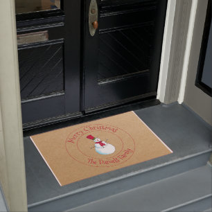 Fun Snowman Monogram Doormat