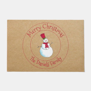 Fun Snowman Monogram Doormat