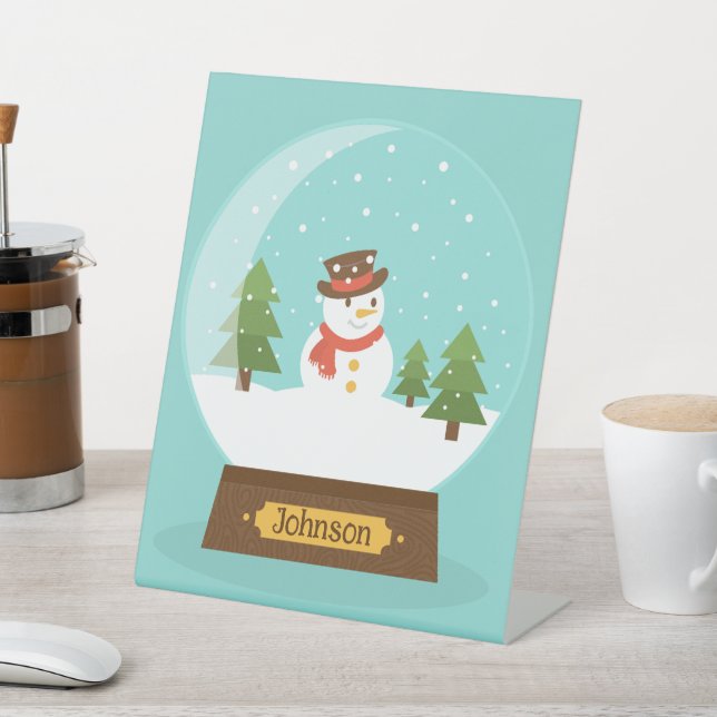 FUN!  Snowman Pedestal Sign-Personalized-Add Name Sign (In SItu)