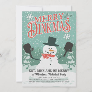 Fun Snowman Pickleball Noël Fête Invitation