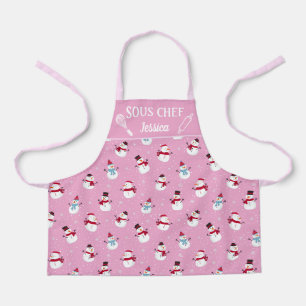 Fun snowman Sous chef winter Apron
