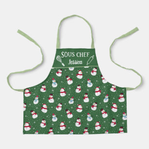 Fun snowman Sous chef winter Apron