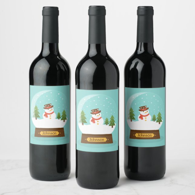 FUN!  Snowman Wine Labels- Personalized -Add Name Label (Bottles)