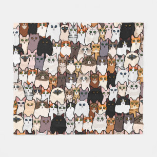 Fun So Many Cats and Kittens Collage Fleece Blanket