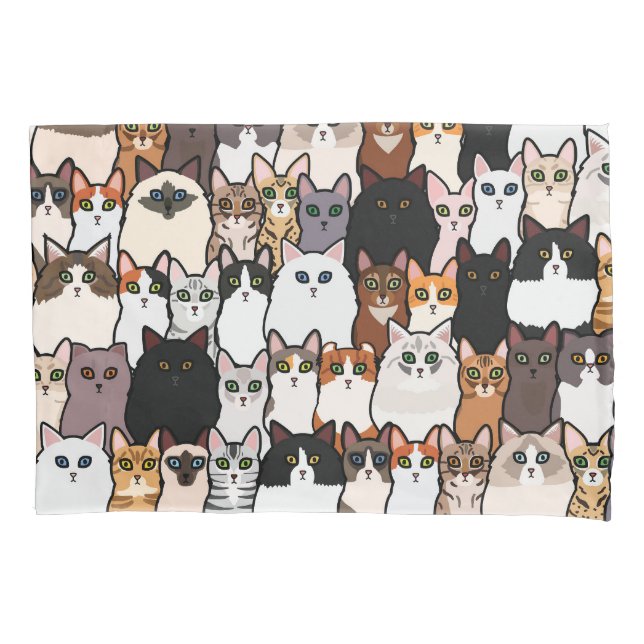 Fun So Many Cats and Kittens Collage  Pillowcase (Front)