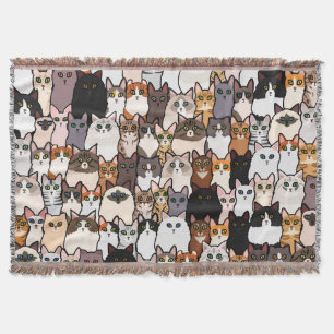 Fun So Many Cats and Kittens Collage Throw Blanket
