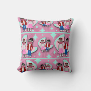 Fun Sock Monkey Madness Cartoon Character Throw Pillow