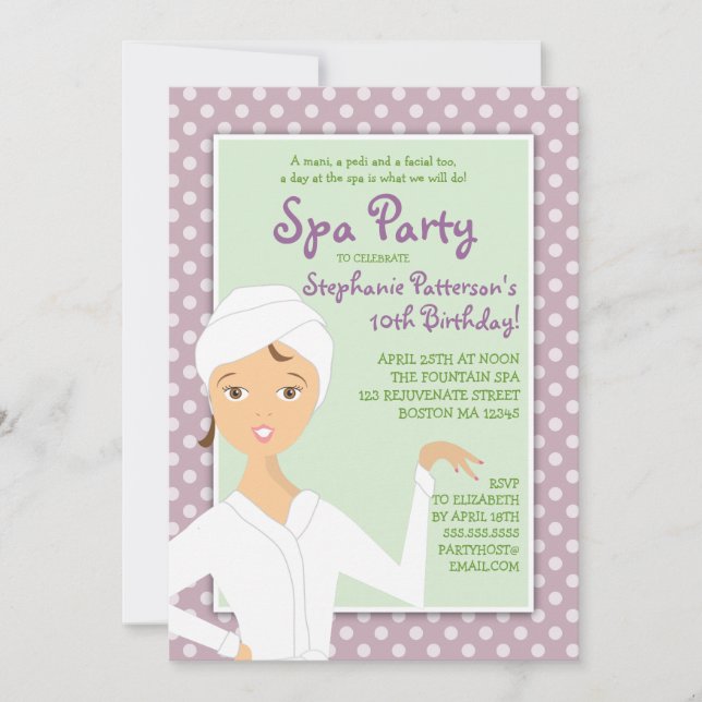 Fun Spa Girl Birthday Spa Party Invitation | Pink (Front)