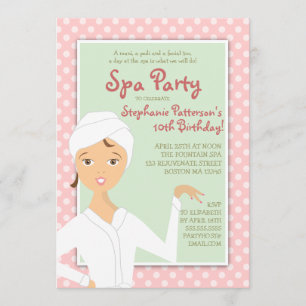 Fun Spa Girl Birthday Spa Party Invitation Pink