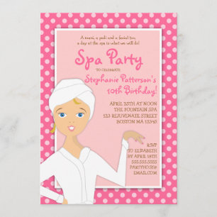 Fun Spa Girl Birthday Spa Party Invitation   Pink