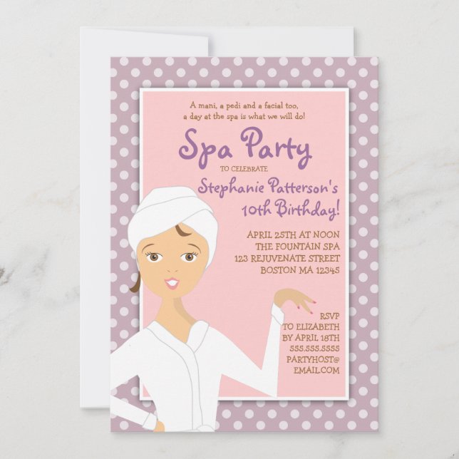 Fun Spa Girl Birthday Spa Party Invitation | Pink (Front)