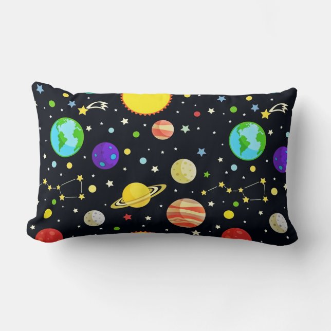 Fun Space Pattern Lumbar Pillow (Front)