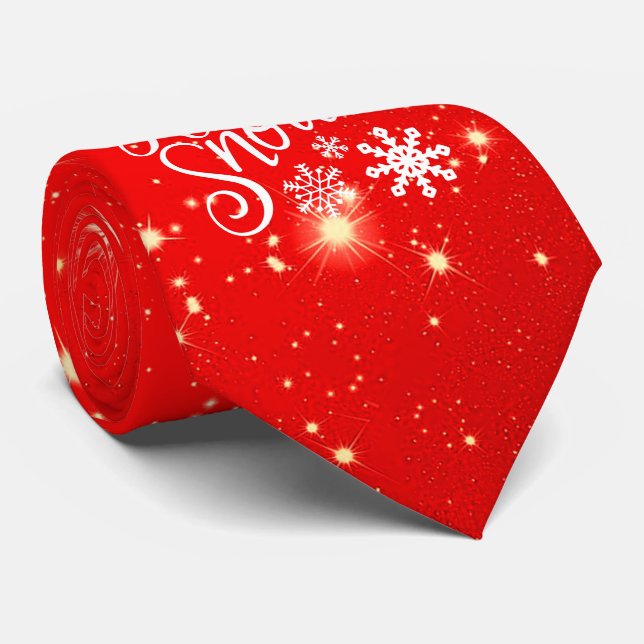 Fun Sparkly Let It Snow Christmas Tie (Rolled)