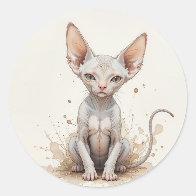 Fun Sphinx Cat Kitten Pet Animal Classic Round Sticker (Front)