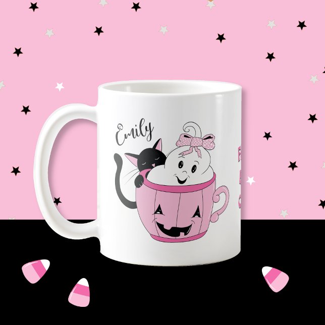 Fun Spooky Cute Halloween Personalized Mug (Fun spooky cute Halloween mug with name .)