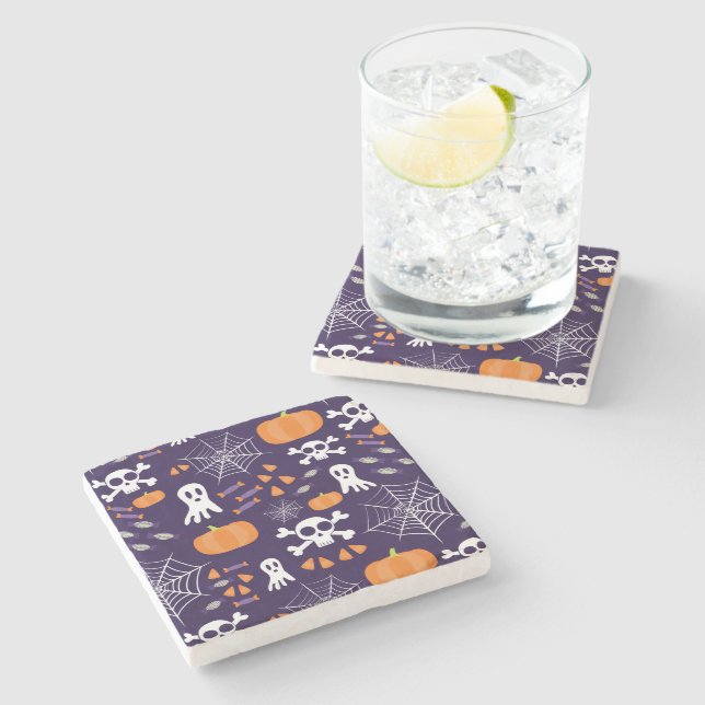Fun Spooky Halloween Characters Stone Coaster (Side)