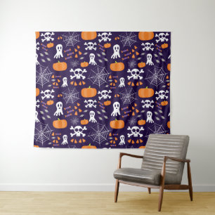 Fun Spooky Halloween Characters Tapestry