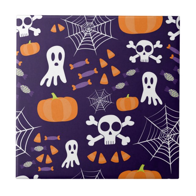 Fun Spooky Halloween Characters Tile (Front)