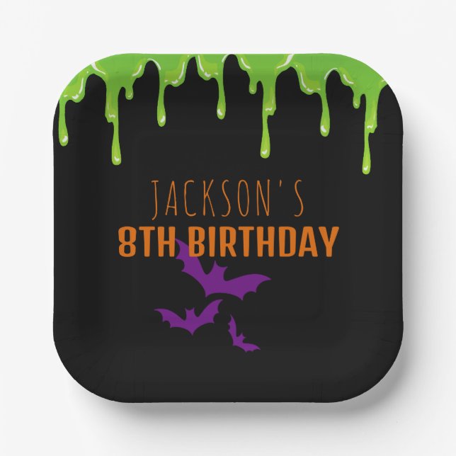 Fun Spooky Halloween Kids Birthday Party Paper Plate (Front)