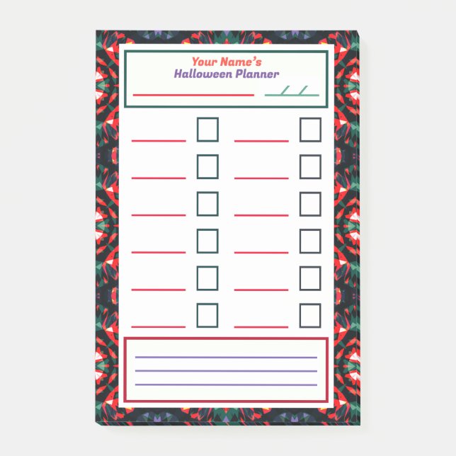 Fun Spooky Halloween Party Task Planner To Do List Post-it Notes (Front)