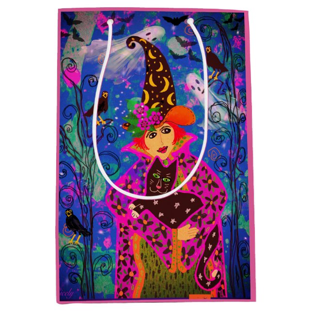 Fun Spooky Personalized Trick or Treat  Medium Gift Bag (Front)