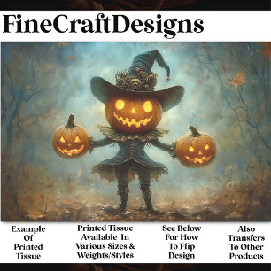 Fun Spooky Pumpkin Head Person AB3 Decoupage Tissue Paper