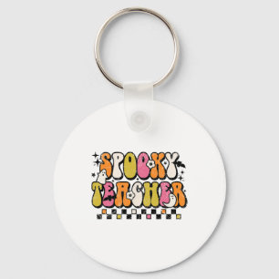 Fun Spooky Season Retro Spooky Teacher Halloween C Keychain