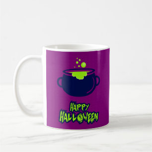 Fun Spooky Vibrant Happy Halloween Purple Black Coffee Mug