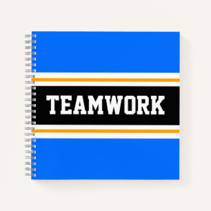 Fun Sporty Blue Black TEAMWORK Racing Stripes Notebook