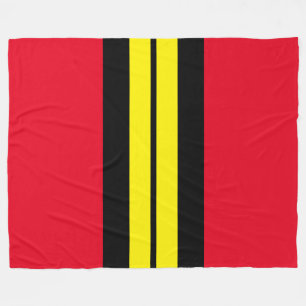 Fun Sporty Bright Red Yellow Black Racing Stripes Fleece Blanket