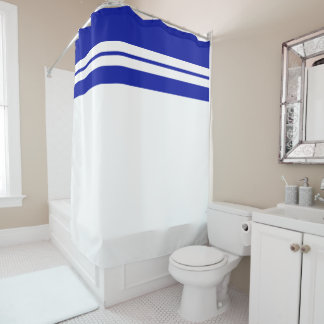 Fun Sporty Deep Blue Top Racing Stripes On White