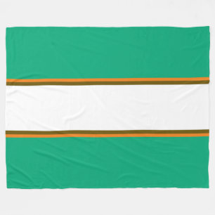 Fun Sporty Green Blue Brown White Racing Stripes Fleece Blanket