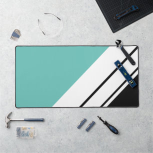 Fun Sporty Light Turquoise Black White Racing Stri