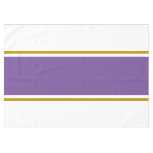 Fun Sporty Purple Brown Racing Stripes On White Tablecloth