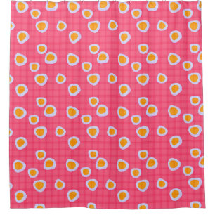 Fun spots on a coral pink chequered background