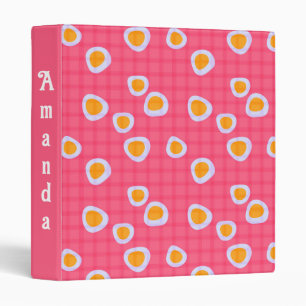 Fun spots on a coral pink chequered background binder