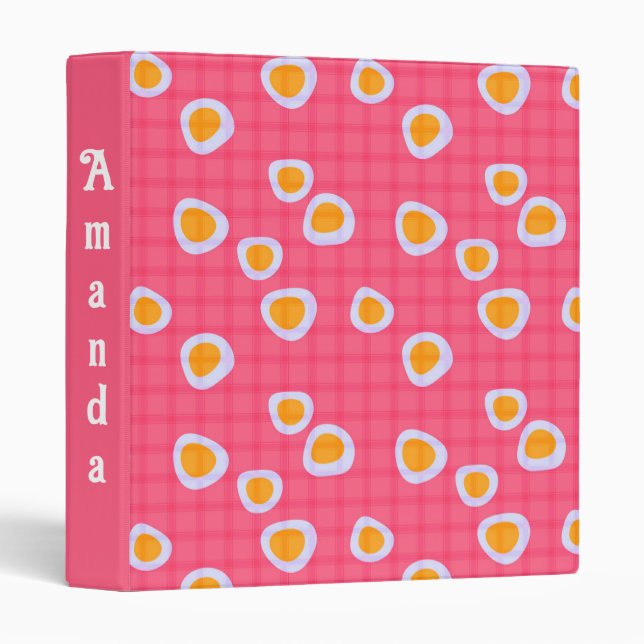 Fun spots on a coral pink chequered background binder (Front/Spine)