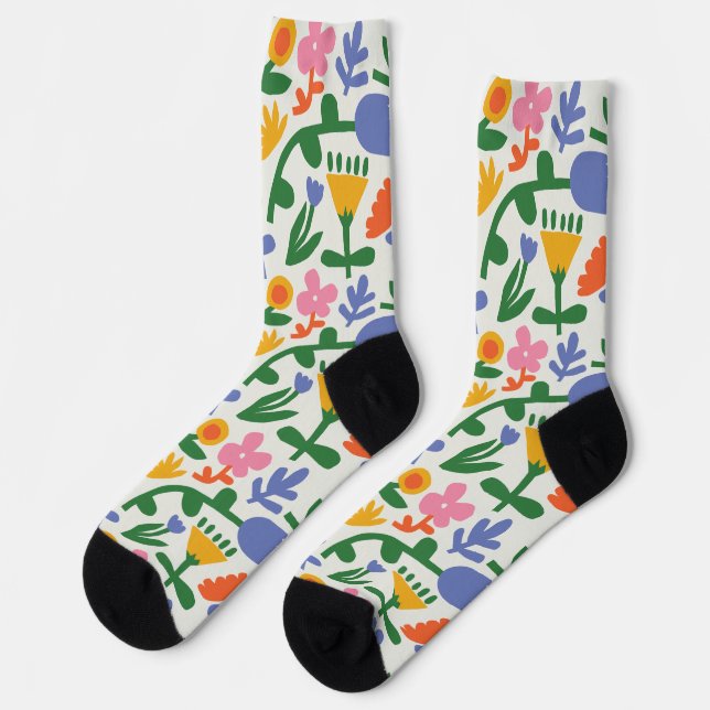 Fun Spring Floral Pattern Socks (Left)
