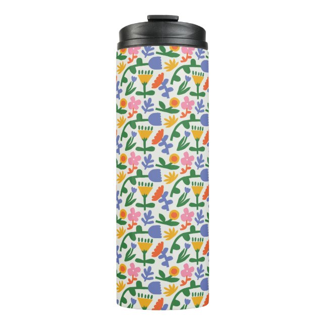 Fun Spring Floral Pattern Thermal Tumbler (Front)