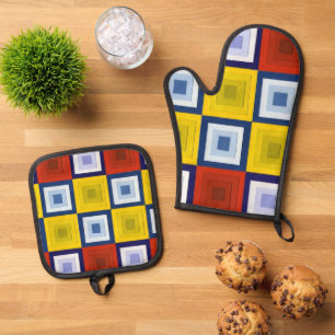 Fun Square Abstract Oven Mitt & Pot Holder Set