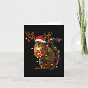 Fun Squirrel Christmas Tree Lights Reindeer Santa Card