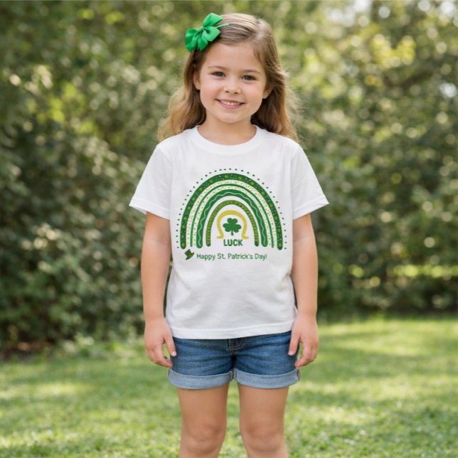 Fun St Patrick Boho Rainbow Luck Clover Leprechaun T-Shirt (Creator Uploaded)