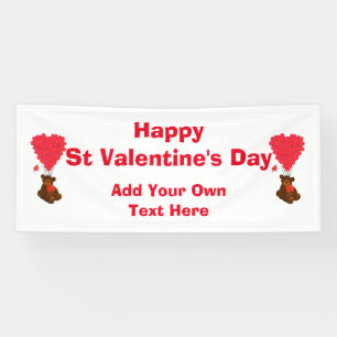 Fun St Valentines Day with a teddy bear Banner