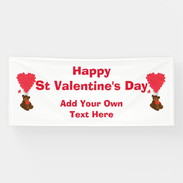 Fun St Valentines Day with a teddy bear Banner (Horizontal)