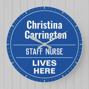 Fun Staff Nurse Wall Plaque Style Large Clock
