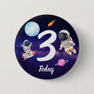 Fun star Spaceman child's Birthday 2 Inch Round Button