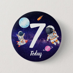 Fun star Spaceman child's Birthday 2 Inch Round Button