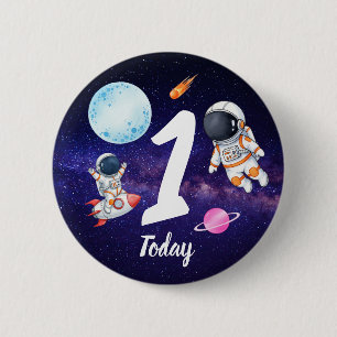 Fun star Spaceman child's Birthday 2 Inch Round Button