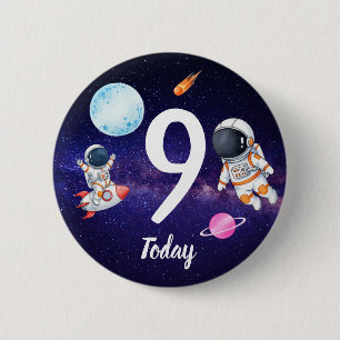 Fun star Spaceman child's Birthday 2 Inch Round Button